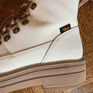 Teva Cream Lace Up Boots with Chunky Sole